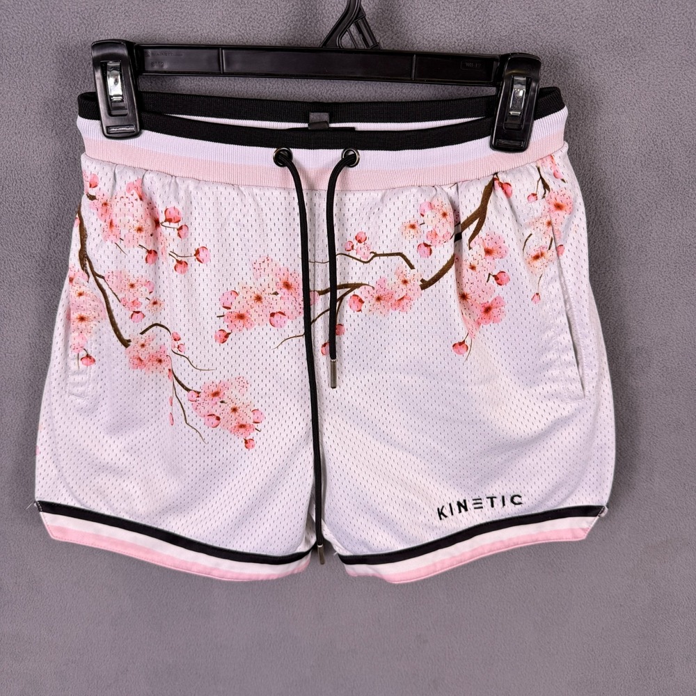 Kinetic Kings Mens Shorts Blossom Floral Mesh Athletic White Size XS EUC